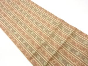 縞に花唐草模様織出し袋帯